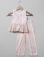 Back view of Outfit Ivory Cotton Peplum Set, Suitable for : Traditional Function