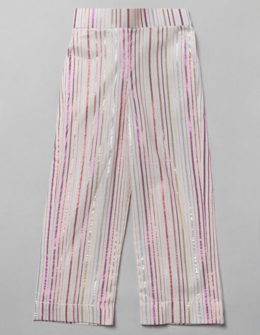 Front view of Pant Ivory Cotton Peplum Set, Suitable for : Birthday Parties