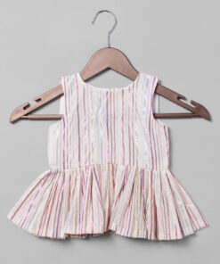 Front view of Peplum top Ivory Cotton Peplum Set Series 1, Suitable for : Festive Occasions