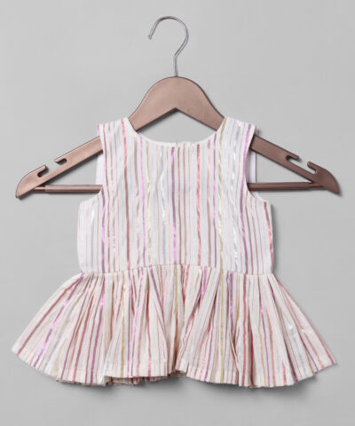 Front view of Peplum top Ivory Cotton Peplum Set Series 1, Suitable for : Festive Occasions