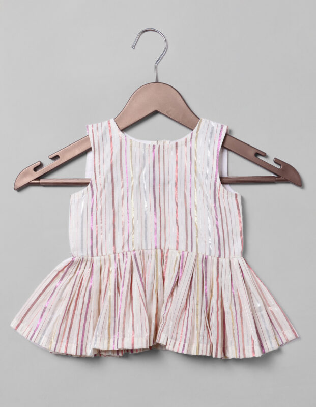 Front view of Peplum top Ivory Cotton Peplum Set Series 1, Suitable for : Festive Occasions