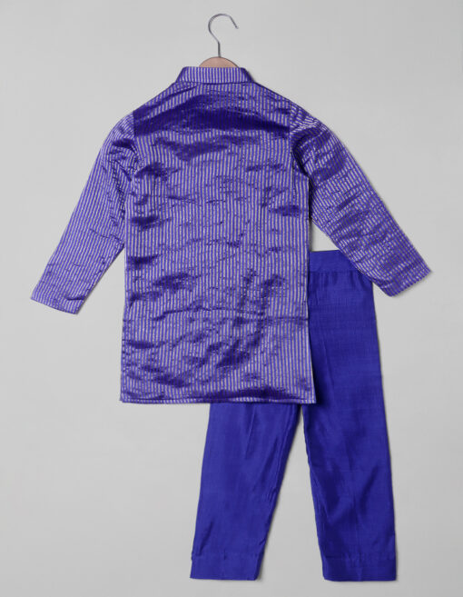Back view of Outfit Purple Silk Boys Sherwani with Purple Pant, Suitable for : Traditional Function
