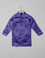 Front view of Kurta Purple Silk Boys Sherwani with Purple Pant, Suitable for : Festive Occasions