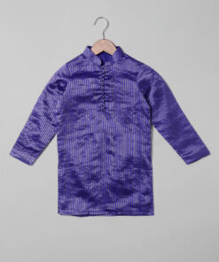 Front view of Kurta Purple Silk Boys Sherwani with Purple Pant, Suitable for : Festive Occasions