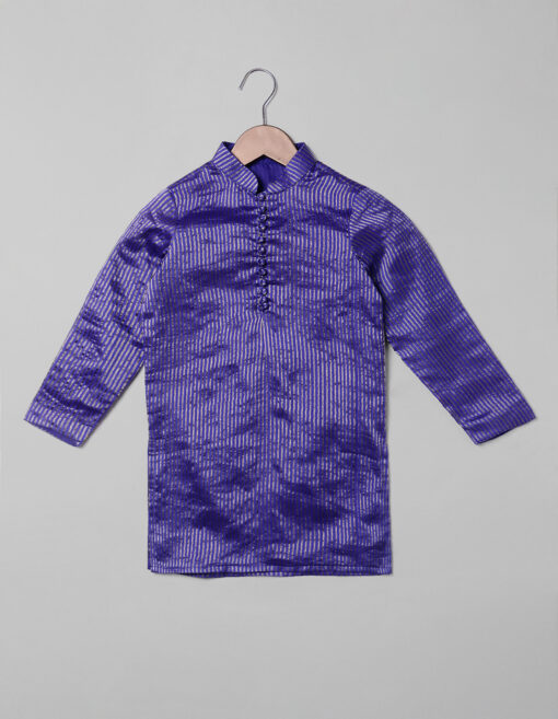 Front view of Kurta Purple Silk Boys Sherwani with Purple Pant, Suitable for : Festive Occasions