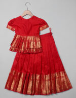 Red Silk Pattu Pavadai Set - Image 3