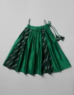 Bottle Green Girls Lehenga Set with Frilled Silk Top - Image 3