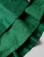 Bottle Green Girls Lehenga Set with Frilled Silk Top - Image 5