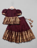 Coffee Brown Silk Pattu Pavadai Set