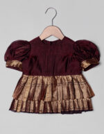 Coffee Brown Silk Pattu Pavadai Set - Image 2