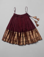 Coffee Brown Silk Pattu Pavadai Set - Image 3