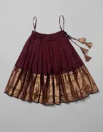 Coffee Brown Silk Pattu Pavadai Set - Image 3