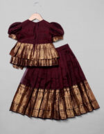 Coffee Brown Silk Pattu Pavadai Set - Image 4