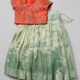 Sea Green Tissue Silk Lehenga Set