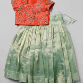 Sea Green Tissue Silk Lehenga Set