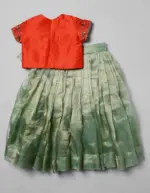 Sea Green Tissue Silk Lehenga Set - Image 5