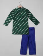 Bottle Green Silk Boys Sherwani with Purple Pant