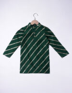 Bottle Green Silk Boys Sherwani with Purple Pant - Image 2