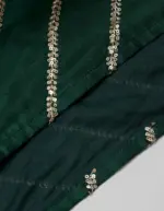 Bottle Green Silk Boys Sherwani with Purple Pant - Image 4