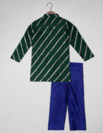 Bottle Green Silk Boys Sherwani with Purple Pant - Image 5