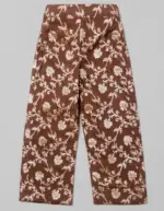 Maroon One Shoulder Silk Top paired with Olive Banarasi Silk Trousers - Image 3