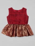 Maroon Silk Girls Peplum Set - Image 2