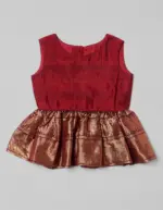 Maroon Silk Girls Peplum Set - Image 2