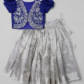 Silver Tissue Lehenga Set for girls