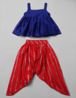 Purple Silk Strappy Top with Silk Dhoti Pant for Girls - Image 5