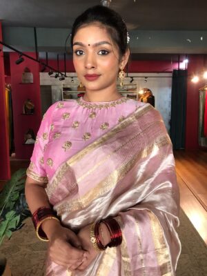 Onion Pink Tissue Silk Saree