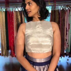 Blue Tissue Silk Lehenga Set (Set of 2)