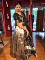 Grey Banarasi Silk Lehenga Set of  3 - Image 6