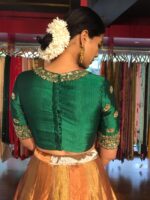 Green Hand Embroidered Blouse with Scallop Detailing - Image 3