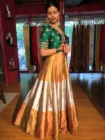 Green Emboidered Silk Lehenga Set of 2 - Image 2