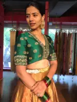 Green Emboidered Silk Lehenga Set of 2