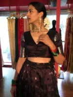 Brown Pure Venkatagiri Silk Lehenga Set of 2 - Image 4