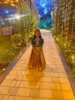 Green Embroidered Silk Pattu Pavadai Set