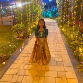 Green Embroidered Silk Pattu Pavadai Set