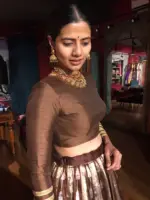 Brown Kora Tissue Lehenga Set of 2 - Image 3