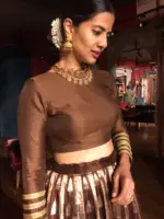 Brown Kora Tissue Lehenga Set of 2