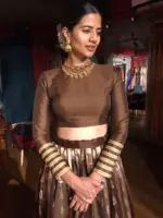 Brown Kora Tissue Lehenga Set of 2 - Image 2