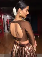 Brown Kora Tissue Lehenga Set of 2 - Image 4