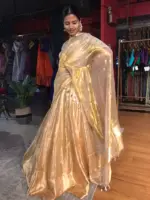 Ivory Banarasi Silk Lehenga Set of 3 - Image 3