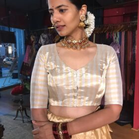 Ivory Banarasi Tissue Silk Lehenga Set of 2