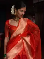 Orange Silk Lehenga Set of 3 - Image 6