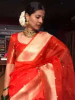 Orange Silk Lehenga Set of 3