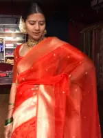 Orange Silk Lehenga Set of 3 - Image 4