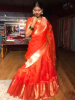 Orange Silk Lehenga Set of 3 - Image 5
