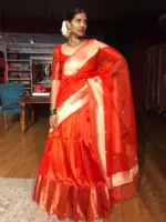 Orange Silk Lehenga Set of 3 - Image 2