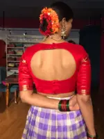 Lilac Chequered Venkatagiri Silk Lehenga Set Of 2 - Image 5